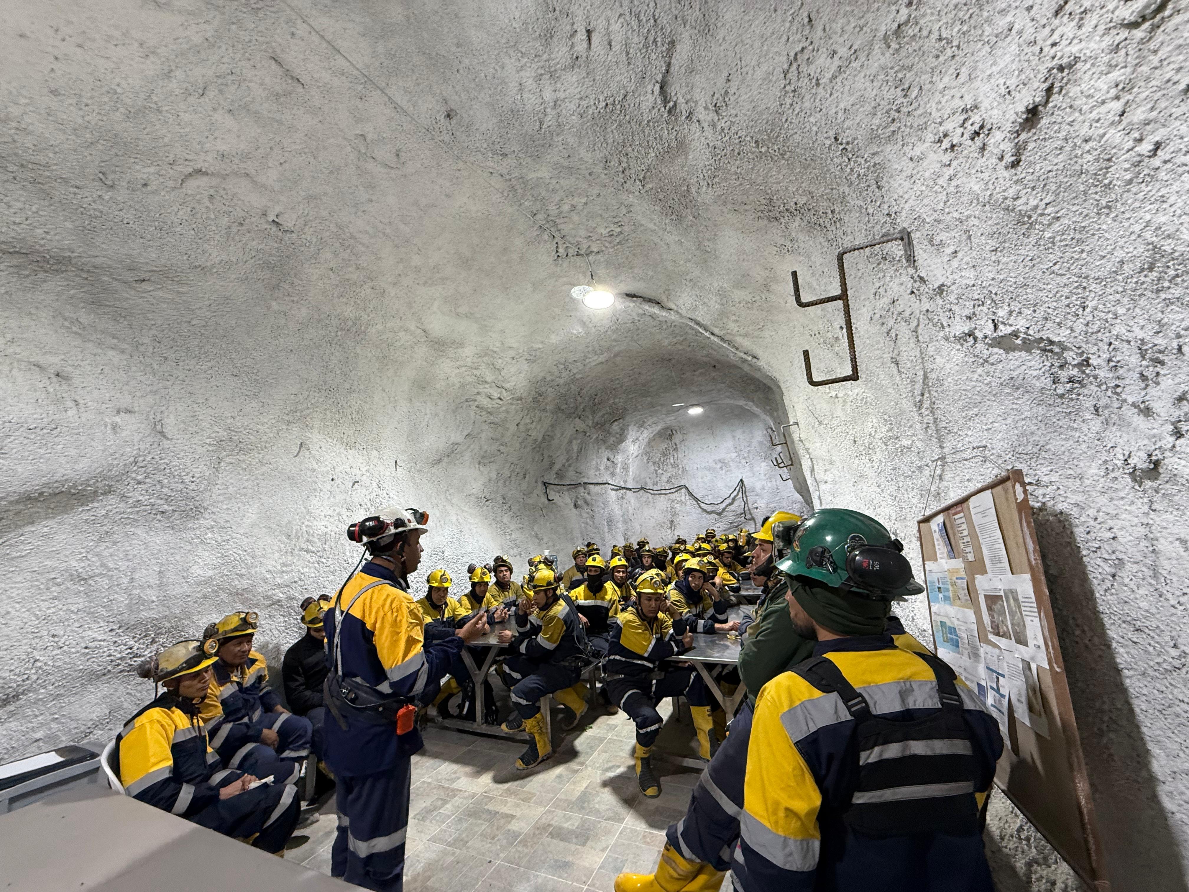 Crew training session in an underground chamber